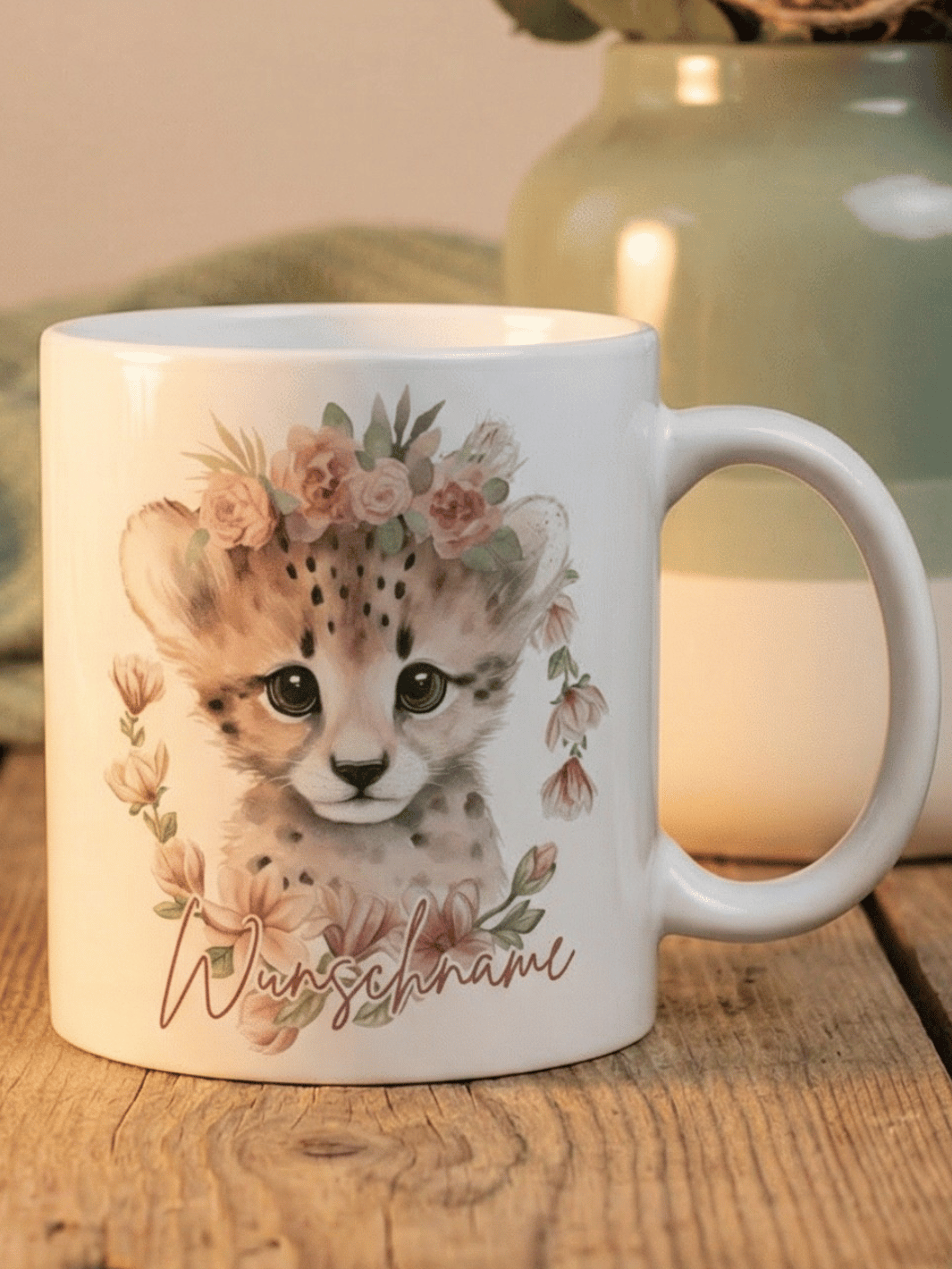 Keramiktasse Gepard - achtsame Geschenke für Frauen bei Alles auf Anfang, Bedburg NRW