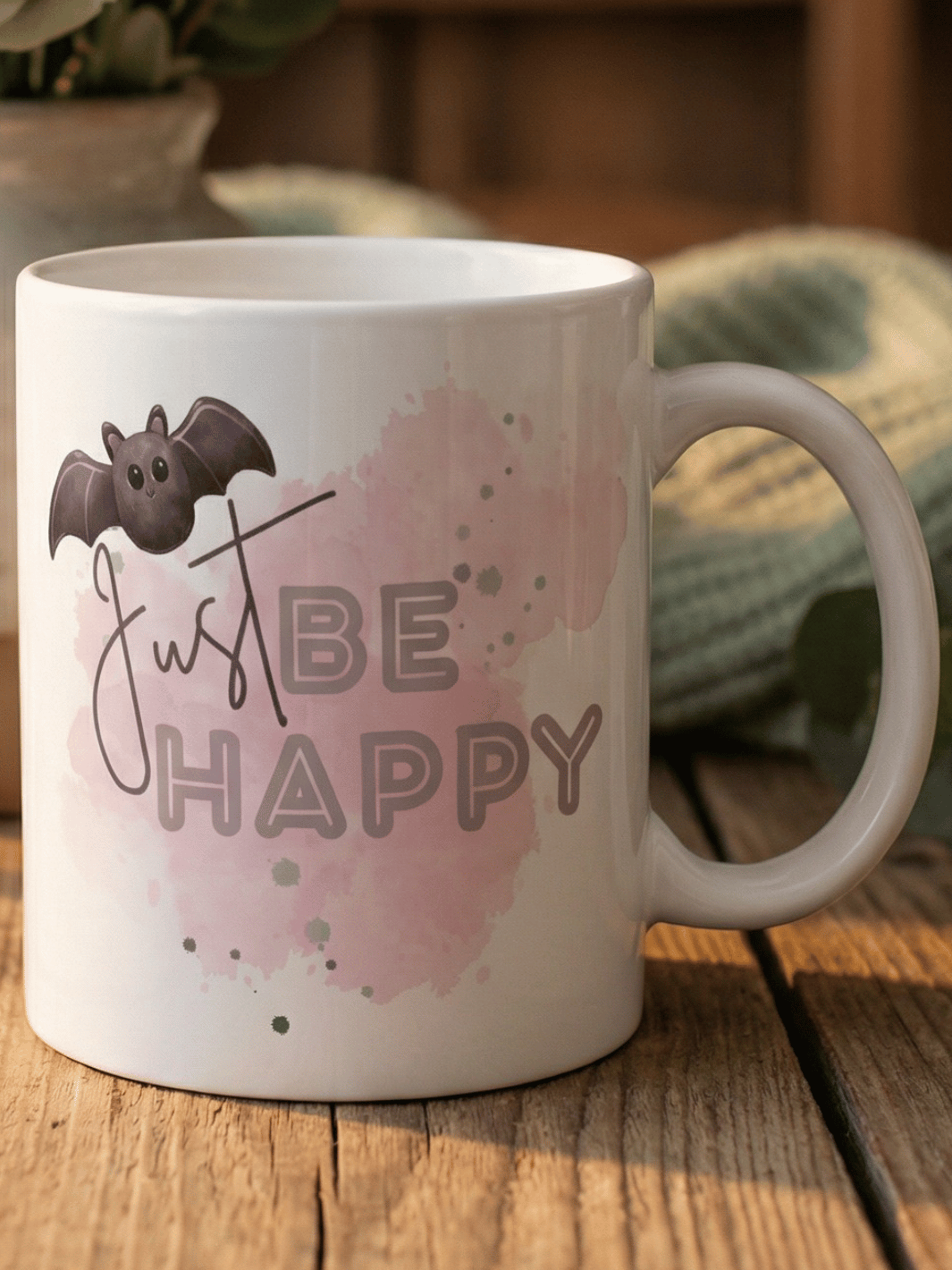 Keramiktasse Be Happy - achtsame Geschenke für Frauen bei Alles auf Anfang in Bedburg, NRW