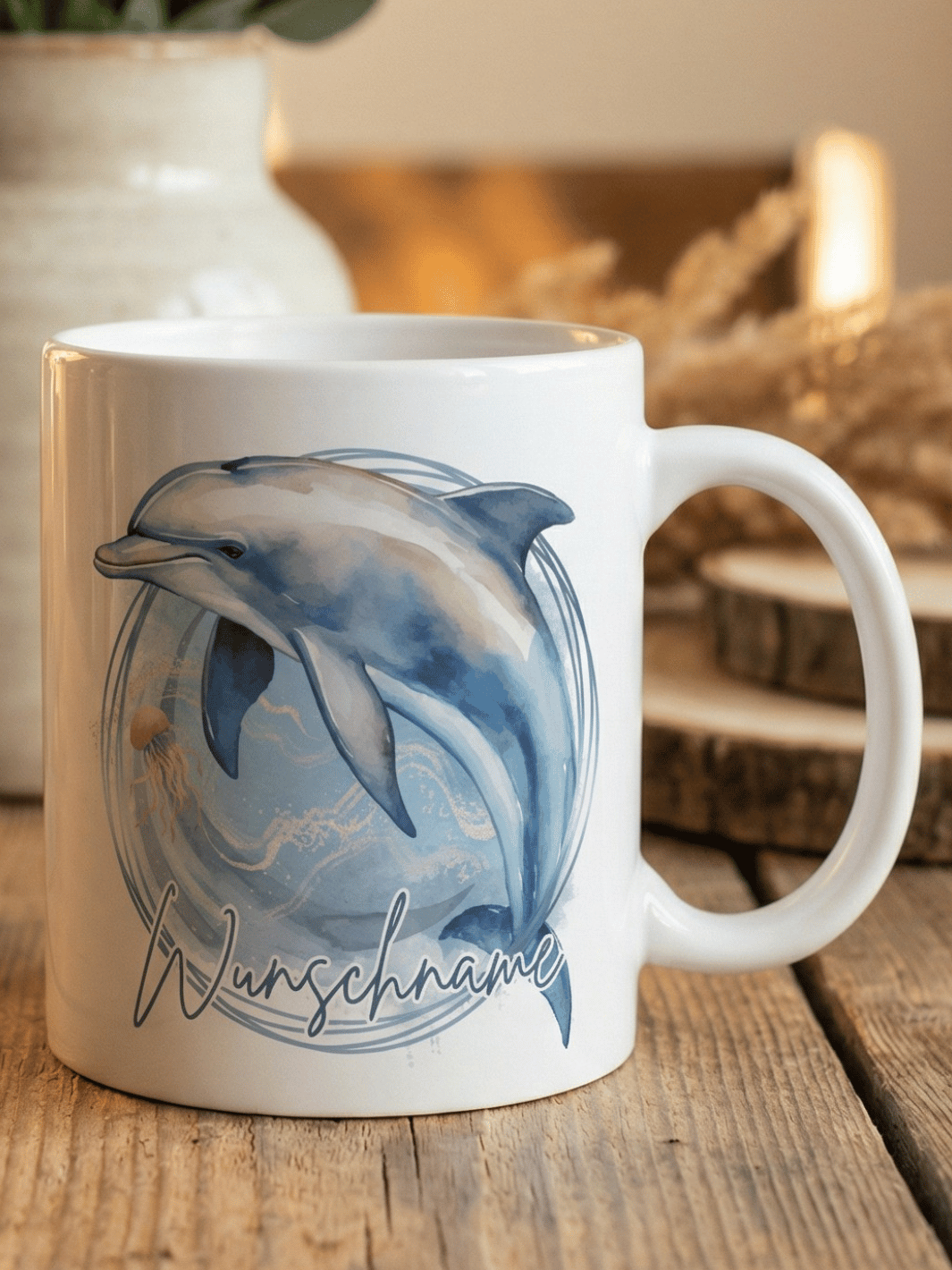 Keramiktasse Delfin - achtsame Geschenke für Frauen bei Alles auf Anfang in Bedburg, NRW