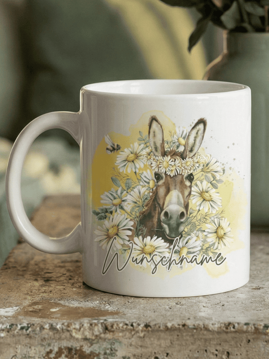 Keramiktasse Esel personalisiert - achtsame Geschenke für Frauen bei Alles auf Anfang, Bedburg NRW