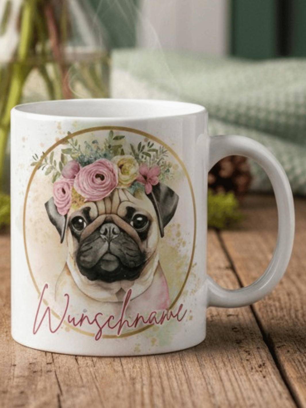 Keramiktasse Mops - achtsame Geschenke für Frauen bei Alles auf Anfang, Bedburg NRW