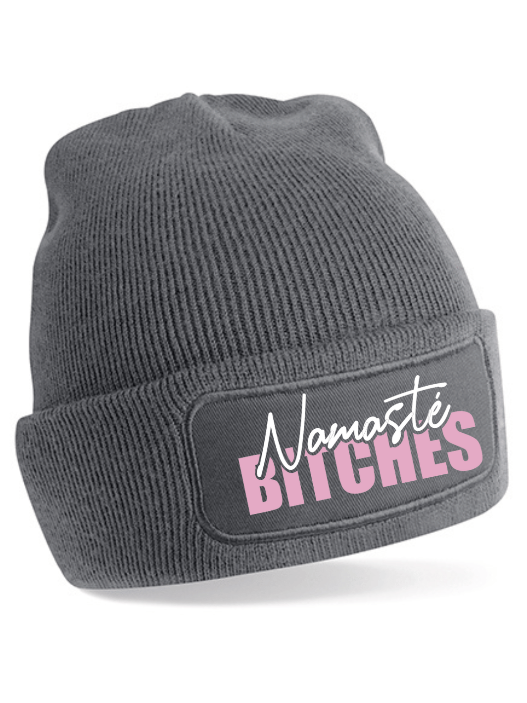 NAMASTE BITCHES Patch Beanie graphite grau