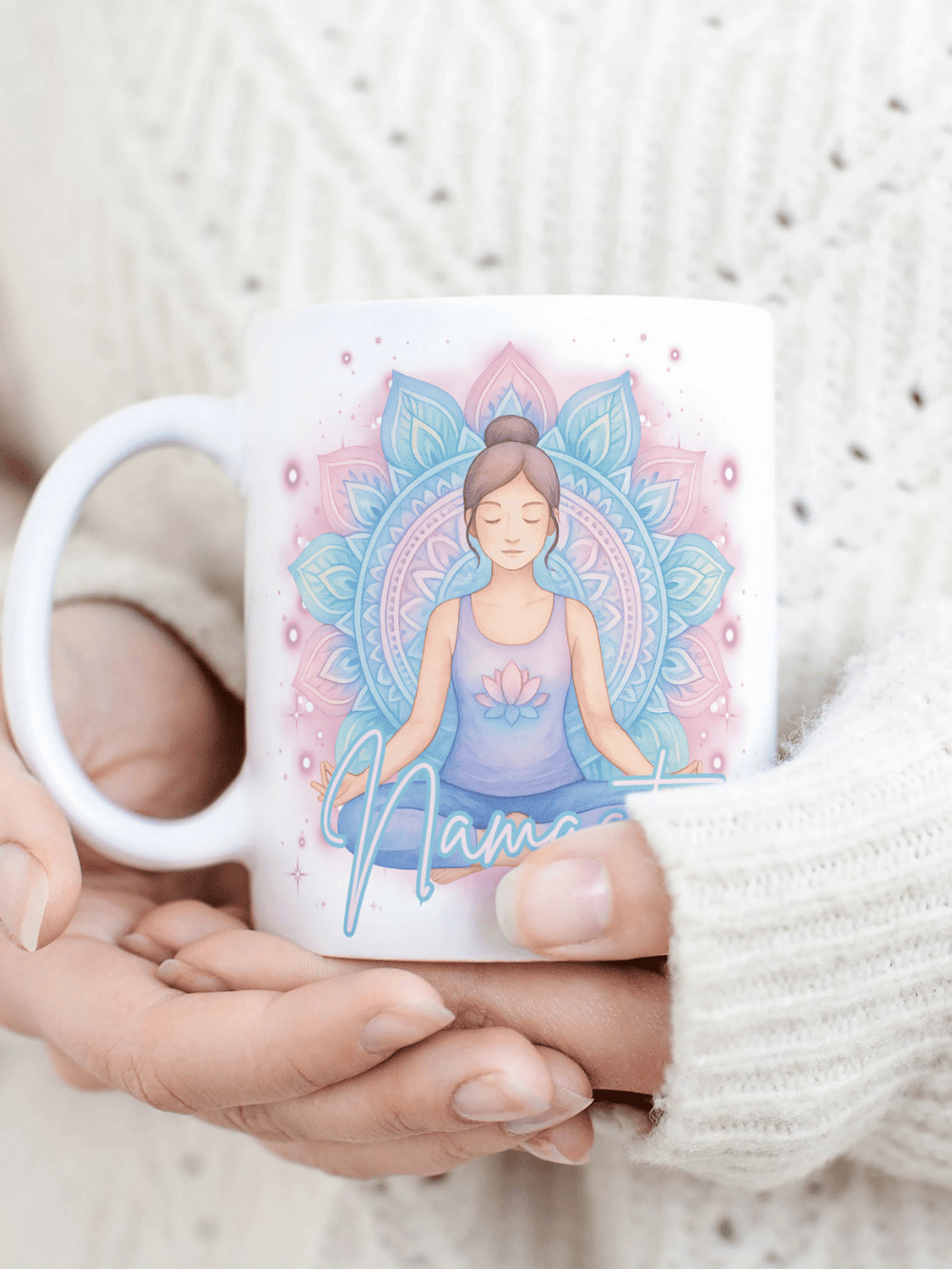 Keramiktasse mit Namaste Yoga Motiv – Geschenk für Frauen, Achtsamkeit, Balance, innere Ruhe & Selbstfürsorge
