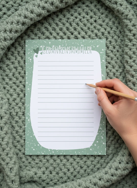 Gedankensammler - Notizblock DIN A 5 aus recycelten Papier. Ideales, achtsames Geschenk für Frauen - Alles auf Anfang - Geschenkeshop aus Bedburg NRW
