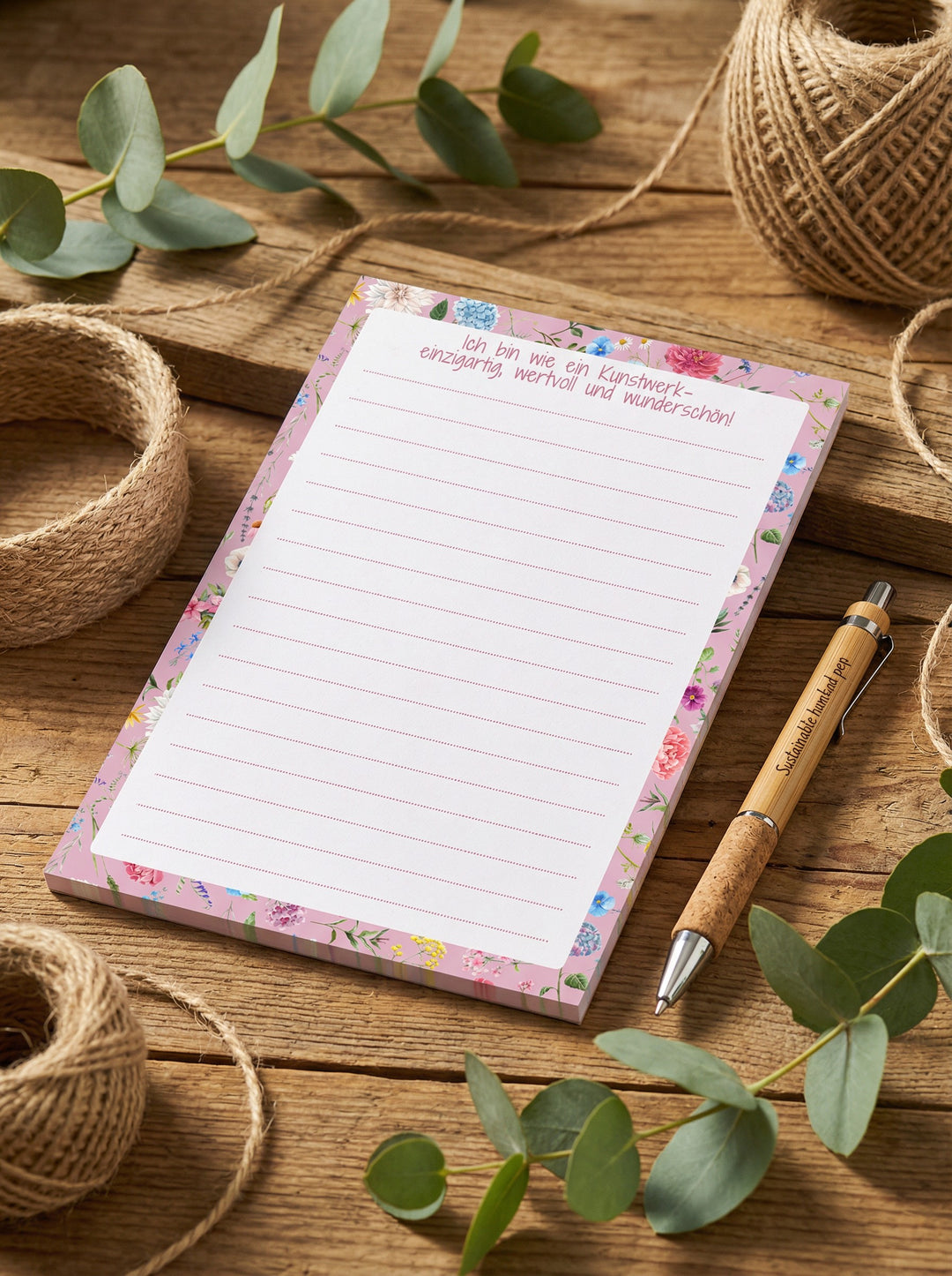 Ich bin wie ein Kunstwerk - Notizblock DIN A 5 aus recycelten Papier. Ideales, achtsames Geschenk für Frauen - Alles auf Anfang - Geschenkeshop aus Bedburg NRW