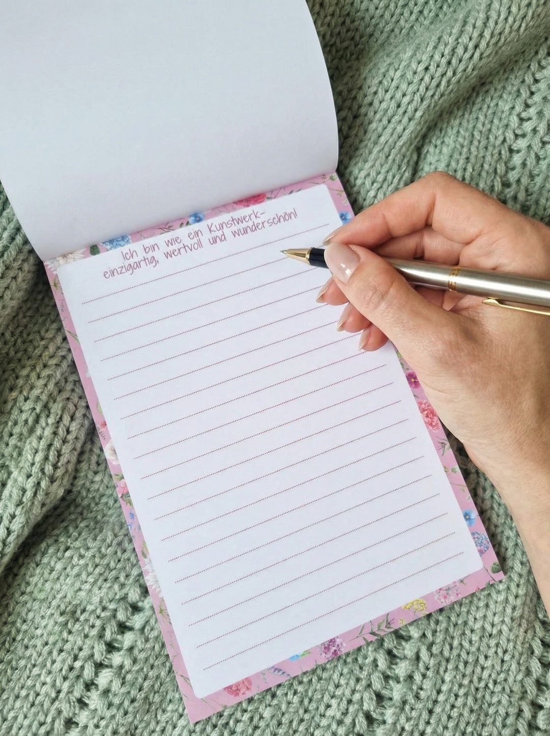 Ich bin wie ein Kunstwerk - Notizblock DIN A 5 aus recycelten Papier. Ideales, achtsames Geschenk für Frauen - Alles auf Anfang - Geschenkeshop aus Bedburg NRW