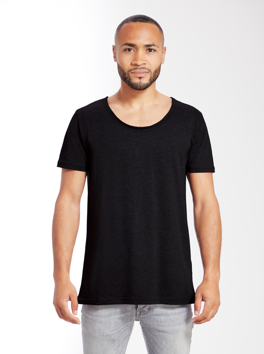 Herren T-Shirt tieferer Halsausschnitt | Charcoal Grey Melange