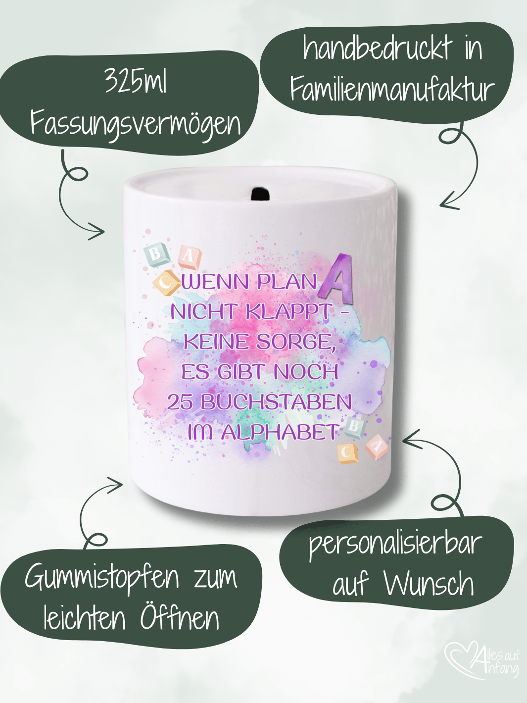 Wenn Plan A nicht klappt - Keramikspardose - Alles auf Anfang - Geschenke für Frauen