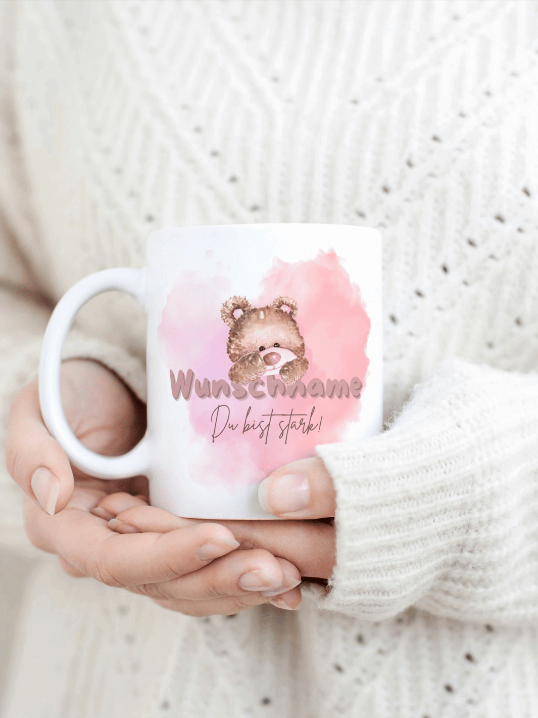 Power für die Seele - Personalisierbare Keramiktassen, handgefertigt in Deutschland, individuelles Geschenk für Freundin, nachhaltige Tasse für Kaffee oder Tee, liebevoll gestaltetes Motiv, personalisierbar mit Name