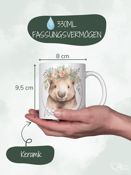 Personalisierbare Keramiktassen, handgefertigt in Deutschland, individuelles Geschenk für Freundin, nachhaltige Tasse für Kaffee oder Tee, liebevoll gestaltetes Motiv, personalisierbar mit Name