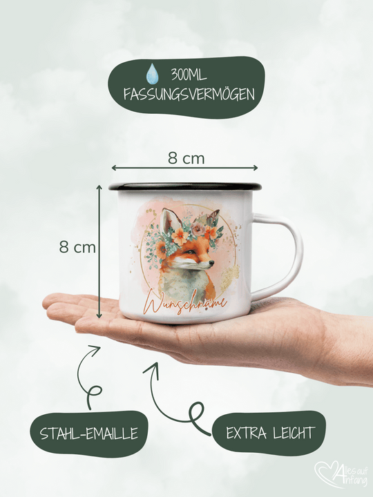 FUCHS Emaillebecher (personalisierbar)