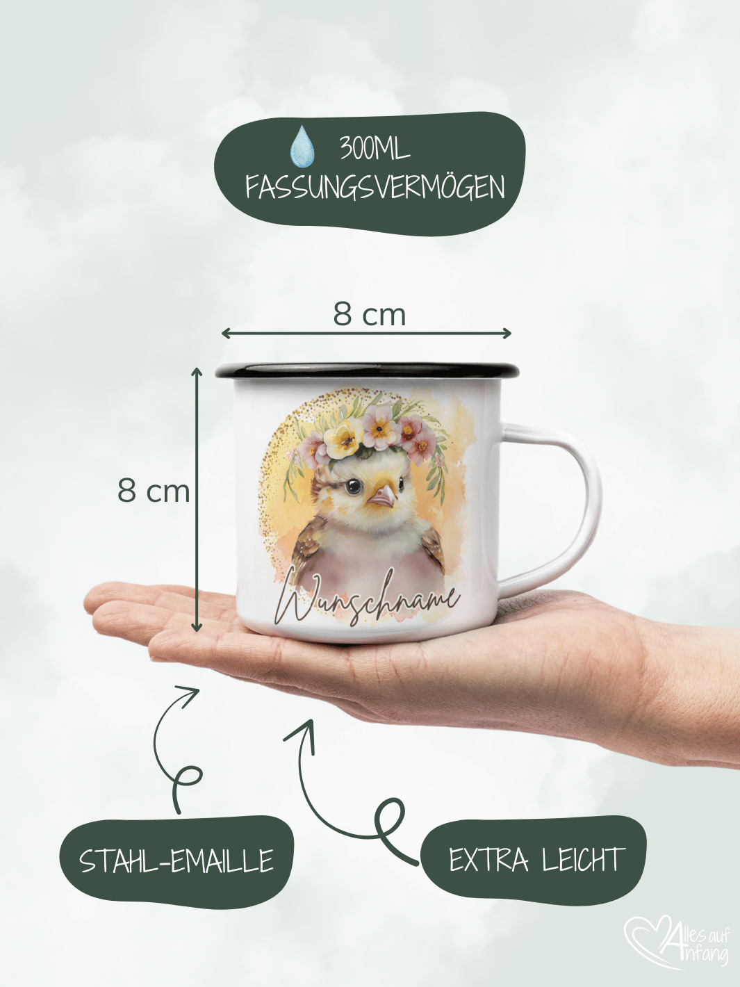 KÜKEN Emaillebecher (personalisierbar)