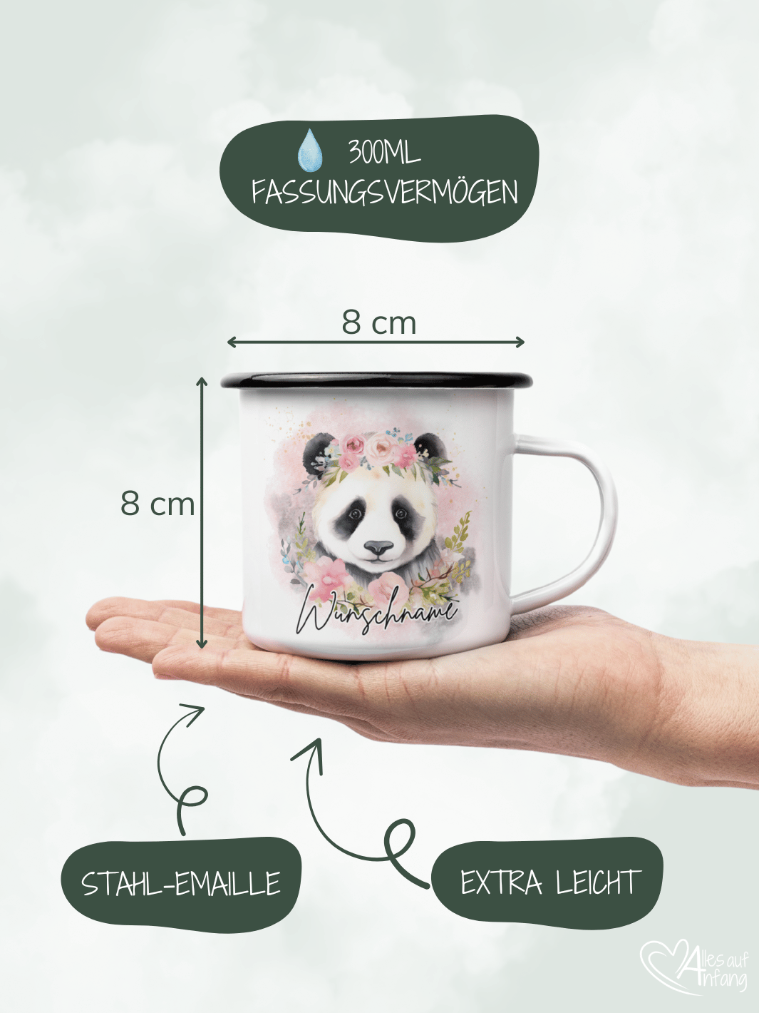 PANDA Emaillebecher (personalisierbar)