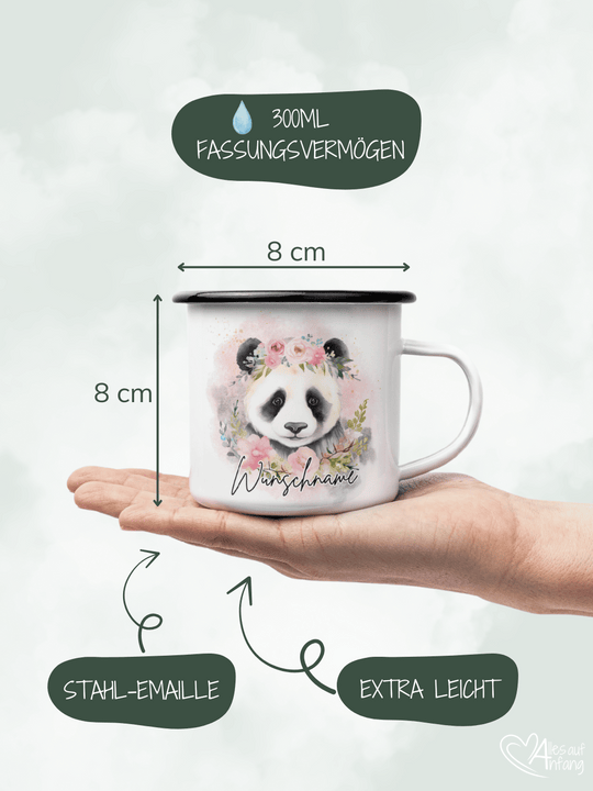 PANDA Emaillebecher (personalisierbar)