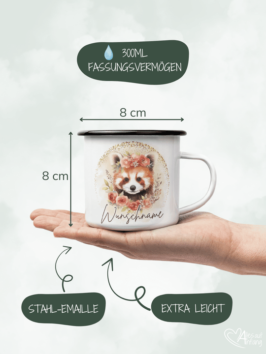 ROTER PANDA Emaillebecher (personalisierbar)
