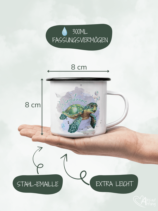 SCHILDKRÖTE Emaillebecher (personalisierbar)