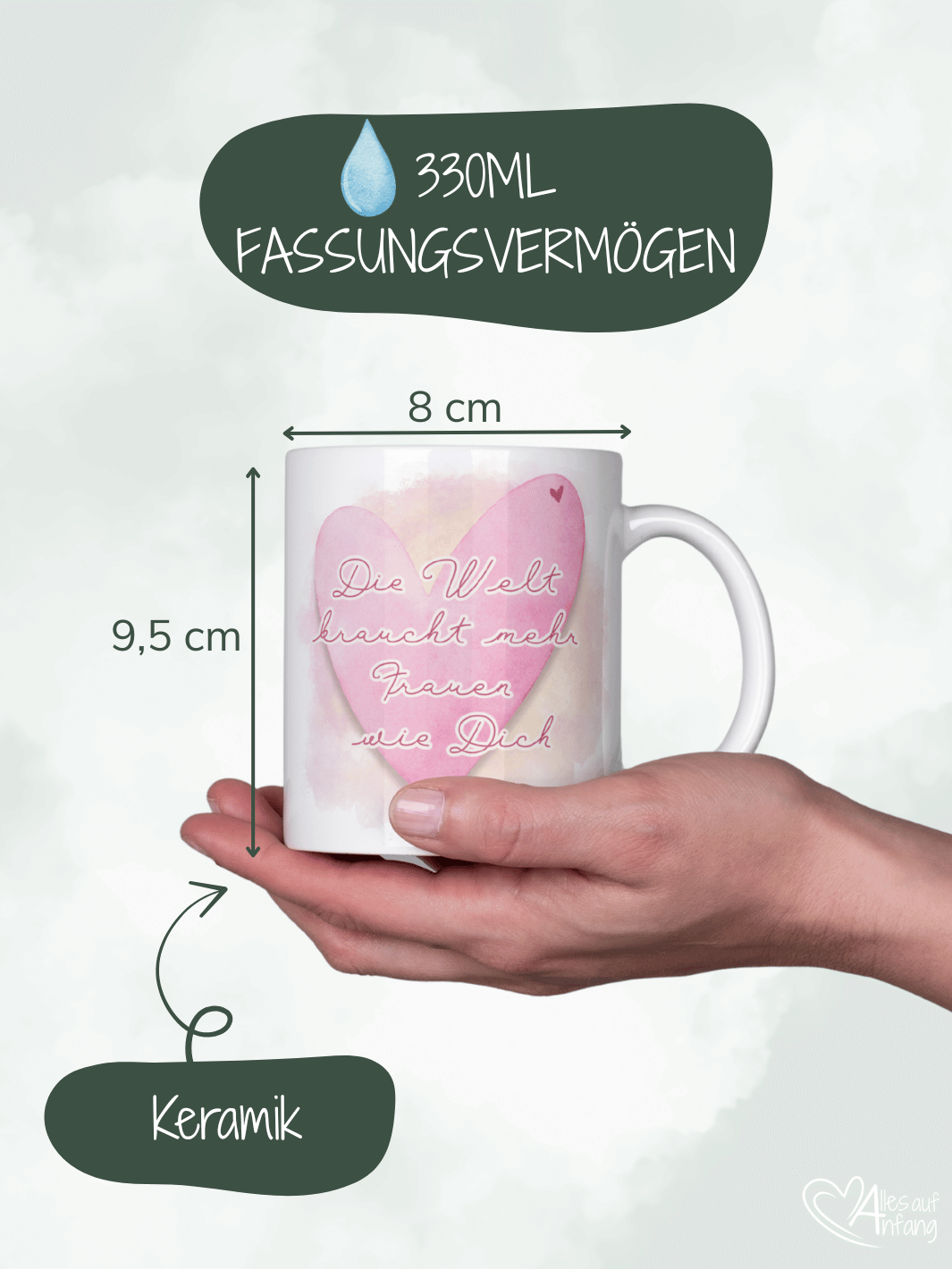 Keramiktasse mit Spruch „Die Welt braucht mehr Frauen wie dich“ – Geschenk für Frauen, Wertschätzung, Stärke & Empowerment