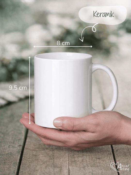 Grafische Darstellung der Tassenmaße mit Angaben zu Höhe und Durchmesser – Achtsame Geschenke für Frauen bei Alles auf Anfang in Bedburg, NRW
