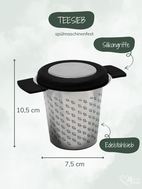 Teesieb Arelo 10,5x7,5cm Edelstahl mit Silikongriffen. Spülmaschinenfest