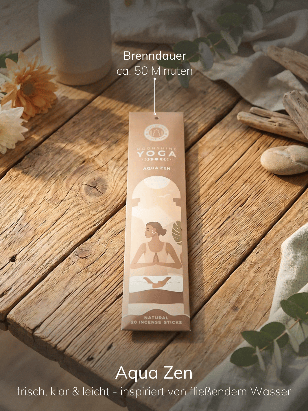 RÄUCHERSTÄBCHEN Moonshine Yoga Aqua Zen - Alles auf Anfang - personalisierte, achtsame Geschenke für Frauen aus Bedburg, NRW