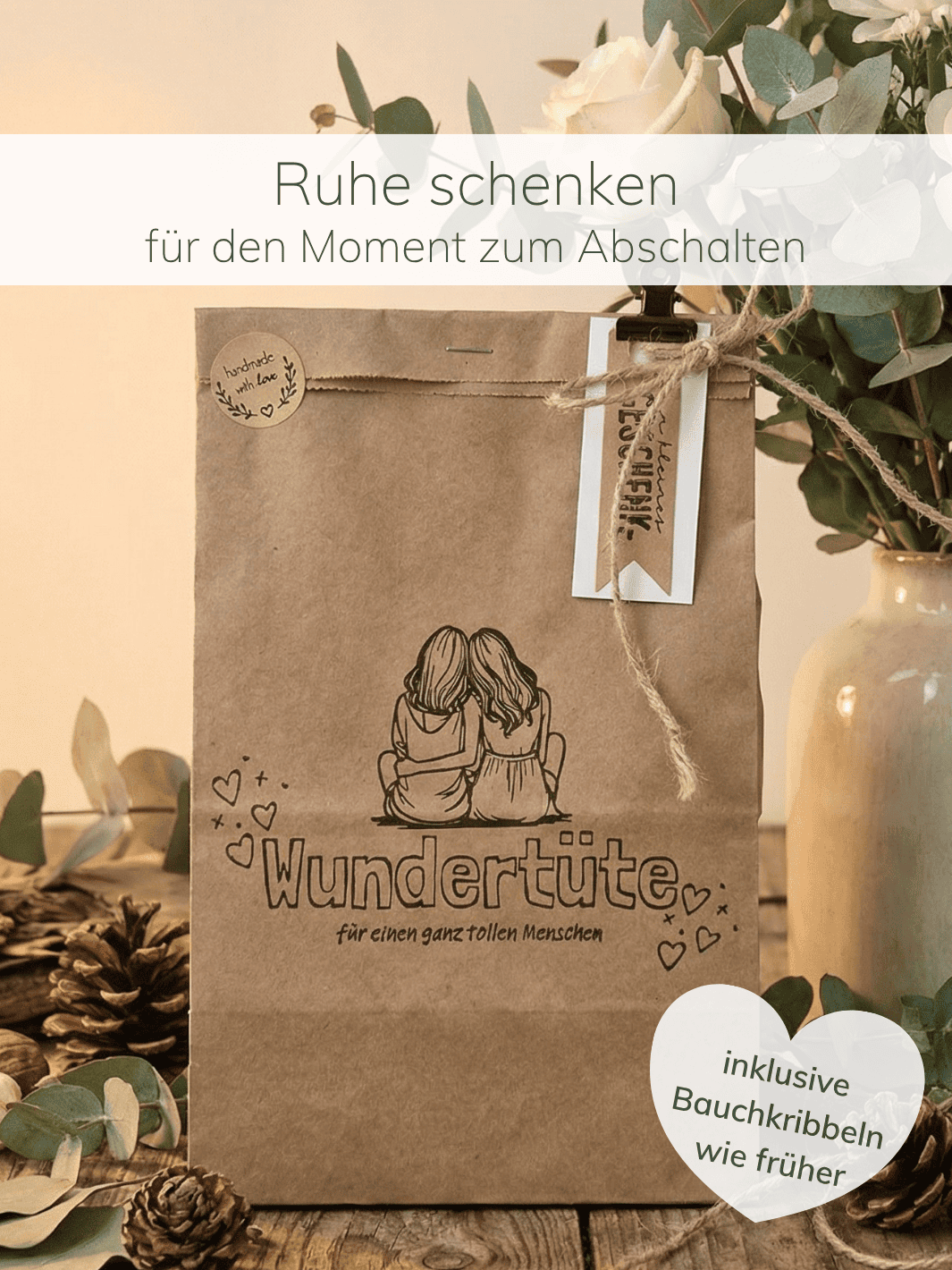 Relax Wundertüte - achtsame Geschenke für Frauen bei Alles auf Anfang in Bedburg NRW. Nachhaltig, handgemacht und personalisierbar