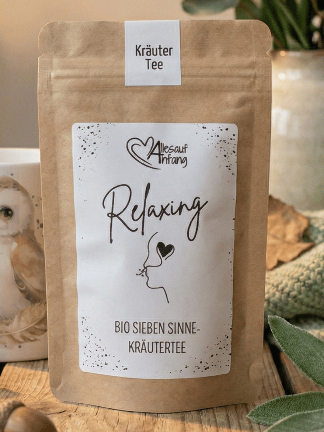 Relaxing 7-Sinne-Kräutertee Bio - achtsame Geschenke für Frauen bei Alles auf Anfang in Bedburg, NRW
