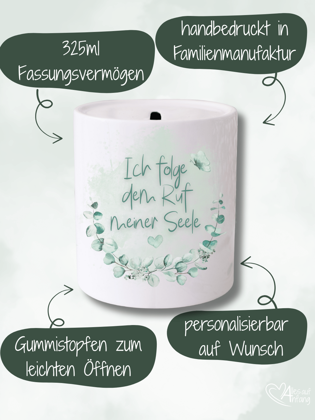 Ich folge dem Ruf meiner Seele Keramikspardose - Alles auf Anfang - Geschenke für Frauen