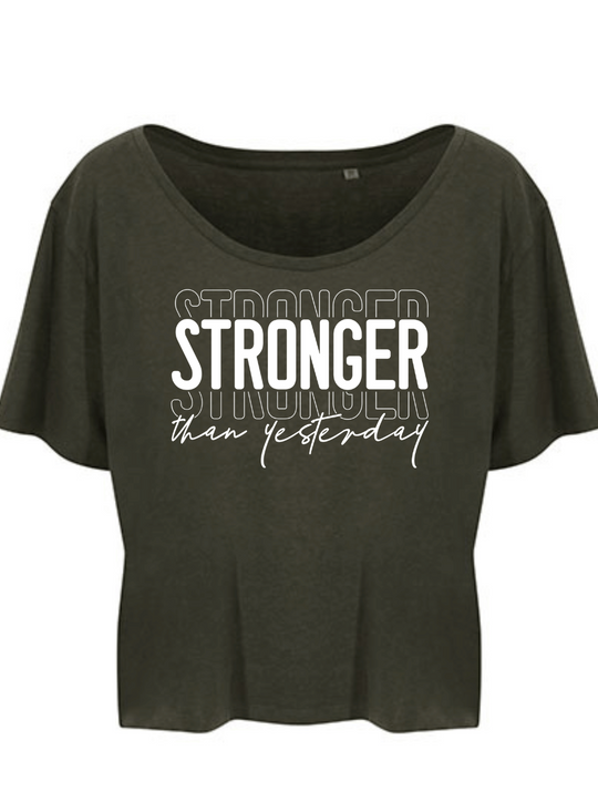 STRONGER Damen Crop Top fern green