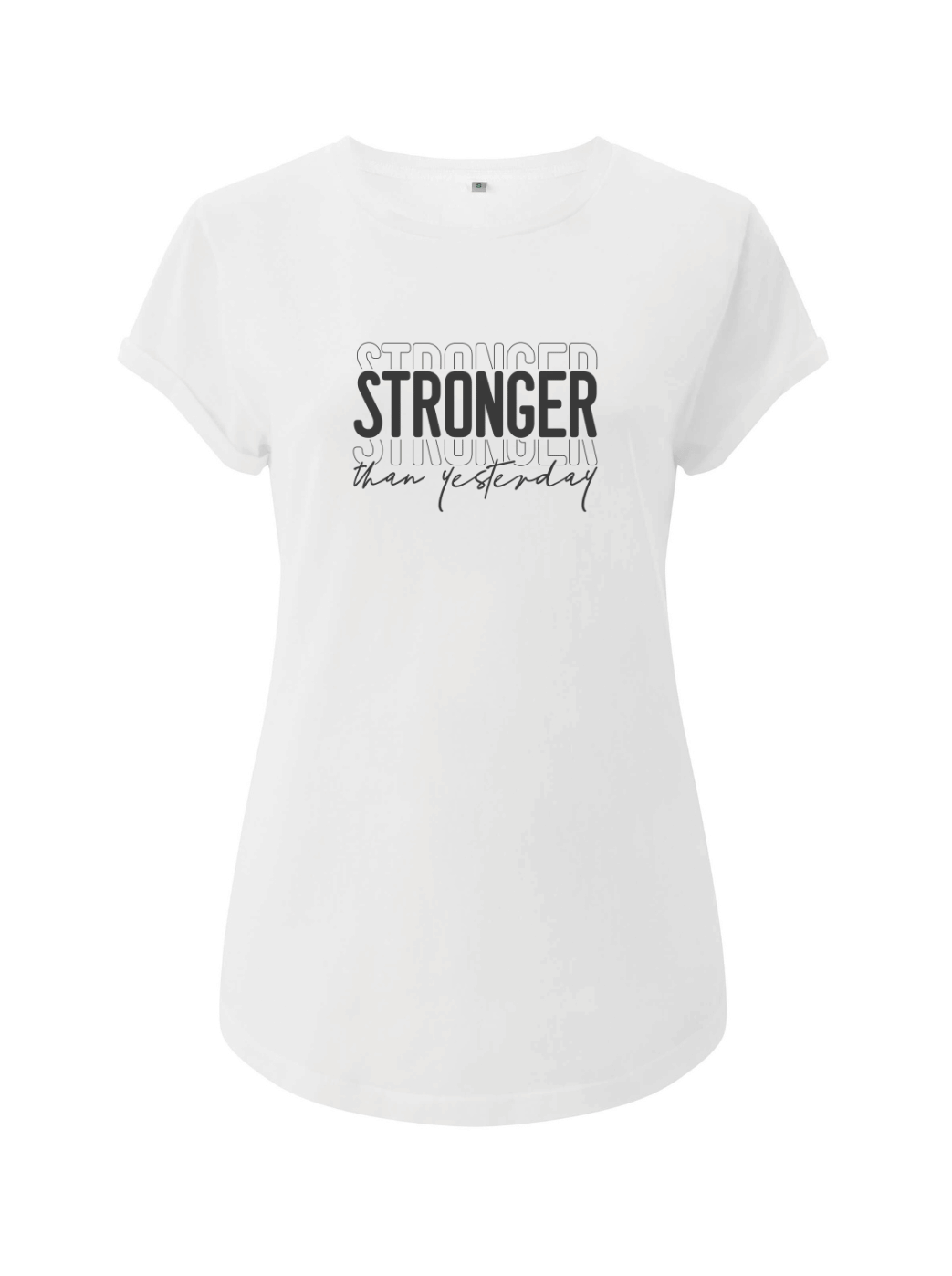 STRONGER Damen T-Shirt rolled arms weiß