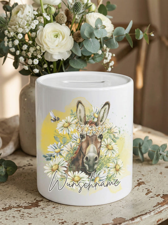 Keramikspardose Esel personalisiert - achtsame Geschenke für Frauen bei Alles auf Anfang, Bedburg NRW