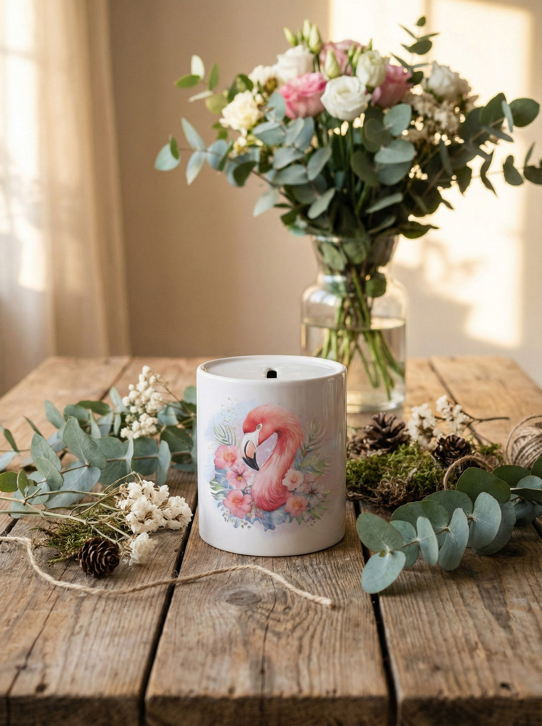 Flamingo Keramikspardose personalisierbar - achtsame Geschenke für Frauen von Alles auf Anfang, Bedburg NRW