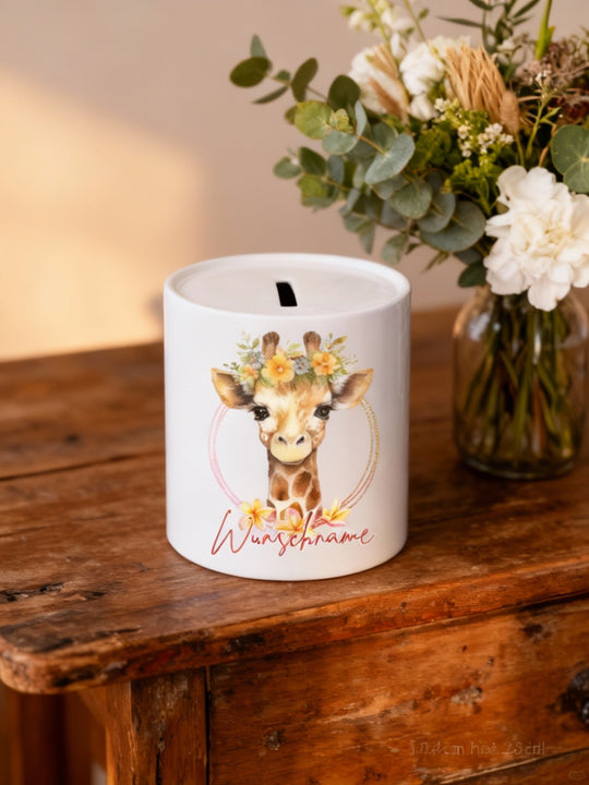 Keramikspardose Giraffe personalisiert - achtsame Geschenke für Frauen bei Alles auf Anfang, Bedburg NRW