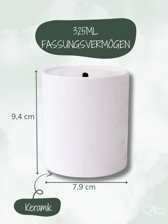 Keramikspardose 325 ml, Höhe 9,4 cm, Durchmesser 7,9 cm – handgefertigt in Familienmanufaktur Alles auf Anfang, personalisierbar, individuelles Geschenk für Kinder und Erwachsene