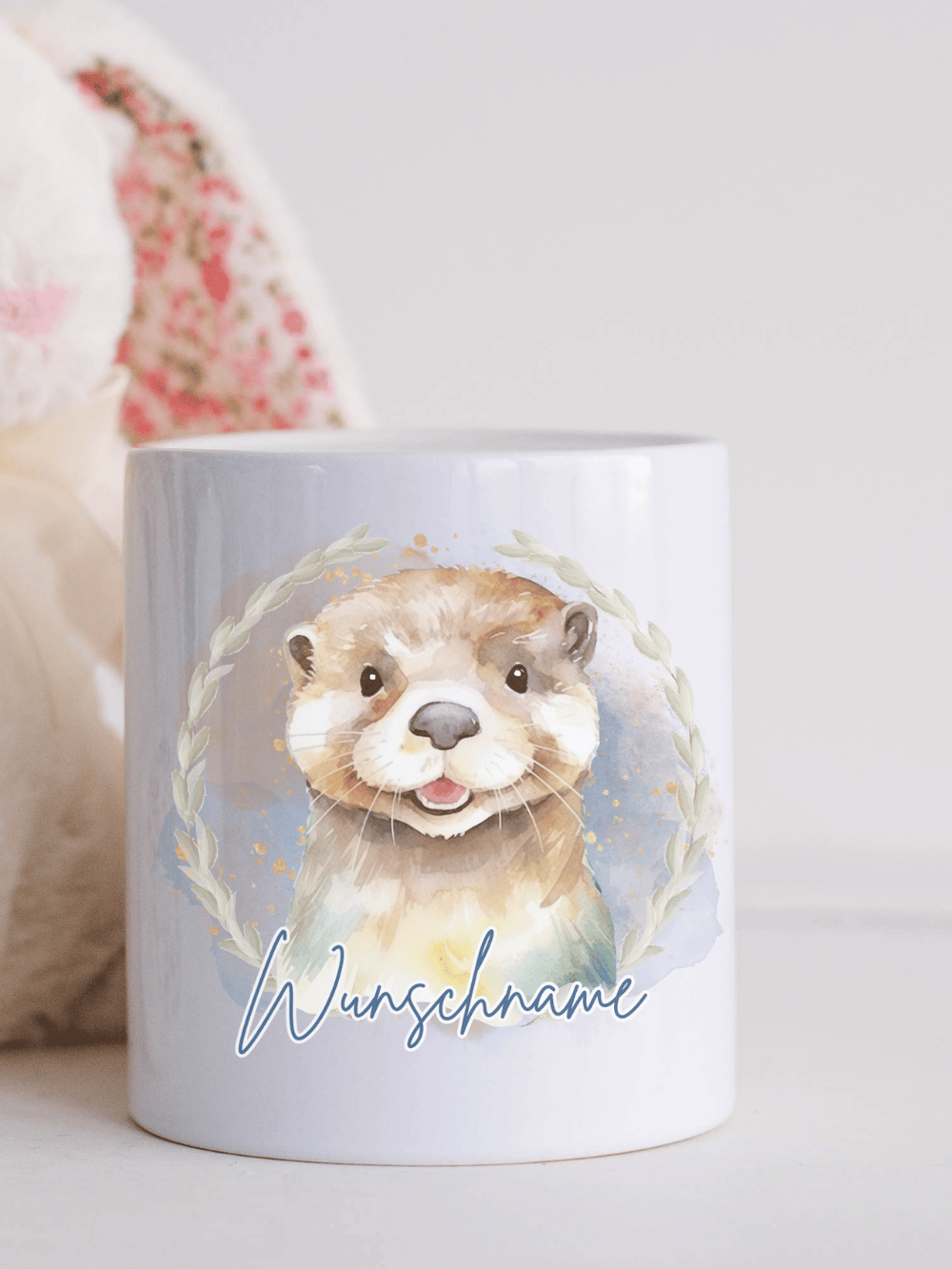 Keramikspardose mit Otter im Aquarellstil – personalisierbar mit Namen. Schönes Geschenk für Schulanfang oder kleine Nachteulen. Alles auf Anfang 💚 Geschenke für Herz & Seele