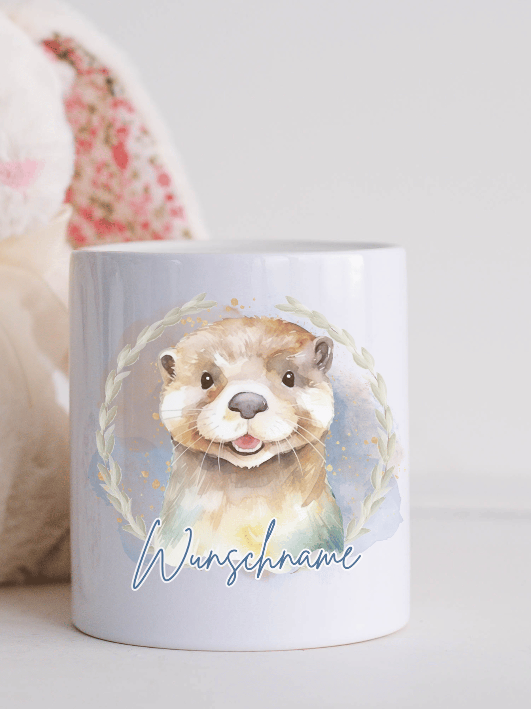 Keramikspardose mit Otter im Aquarellstil – personalisierbar mit Namen. Schönes Geschenk für Schulanfang oder kleine Nachteulen. Alles auf Anfang 💚 Geschenke für Herz & Seele