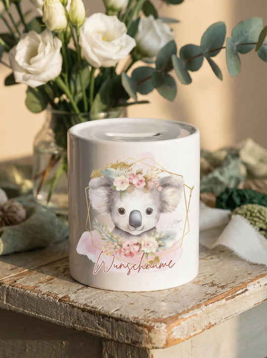 Keramikspardose Koala personalisiert - achtsame Geschenke für Frauen bei Alles auf Anfang, Bedburg NRW