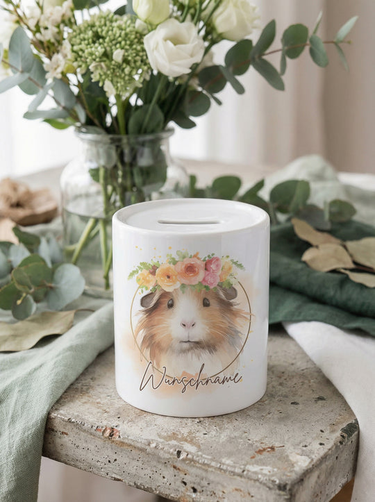 Keramikspardose Meerschweinchen personalisiert - achtsame Geschenke für Frauen bei Alles auf Anfang in Bedburg, NRW