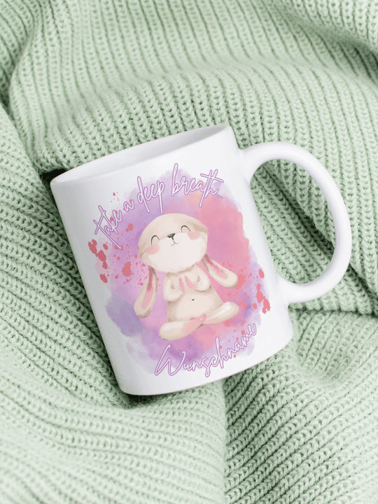 Take a deep breath - Personalisierbare Keramiktassen, handgefertigt in Deutschland, individuelles Geschenk für Freundin, nachhaltige Tasse für Kaffee oder Tee, liebevoll gestaltetes Motiv, personalisierbar mit Name
