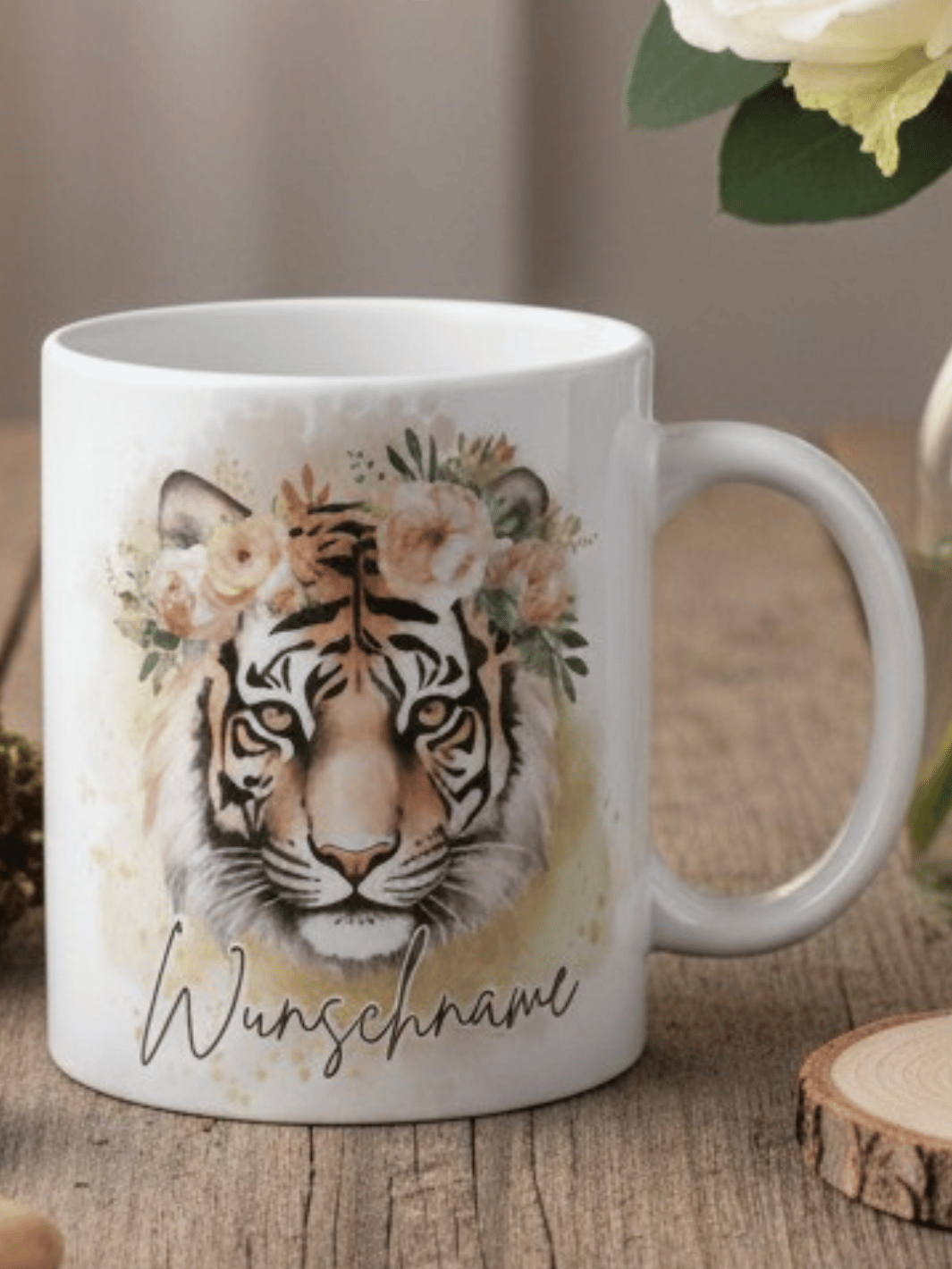 Tiger Tasse personalisiert. Achtsame Geschenke für Frauen und Mädchen bei Alles auf Anfang in Bedburg, NRW