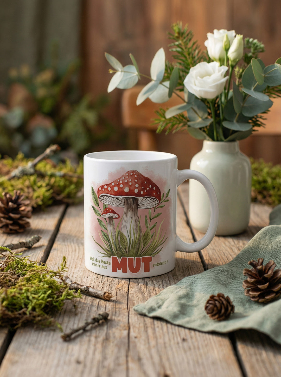 Weil das Beste immer aus Mut entsteht Tasse personalisiert. Achtsame Geschenke für Frauen und Mädchen bei Alles auf Anfang in Bedburg, NRW