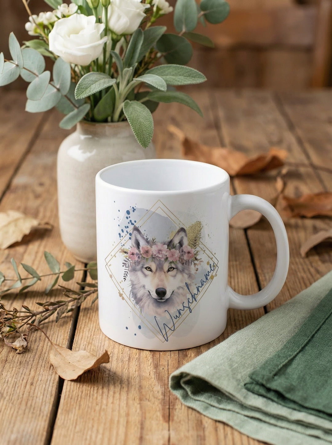 Wolf Tasse personalisiert. Achtsame Geschenke für Frauen und Mädchen bei Alles auf Anfang in Bedburg, NRW