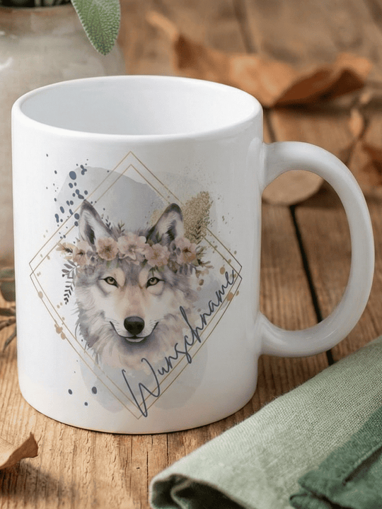 Wolf Tasse personalisiert. Achtsame Geschenke für Frauen und Mädchen bei Alles auf Anfang in Bedburg, NRW