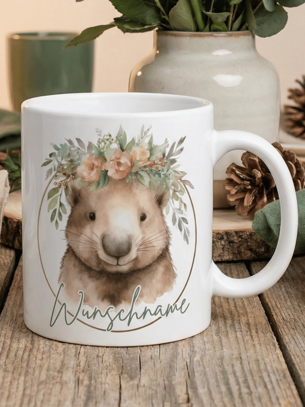 Wombat Tasse personalisiert. Achtsame Geschenke für Frauen und Mädchen bei Alles auf Anfang in Bedburg, NRW