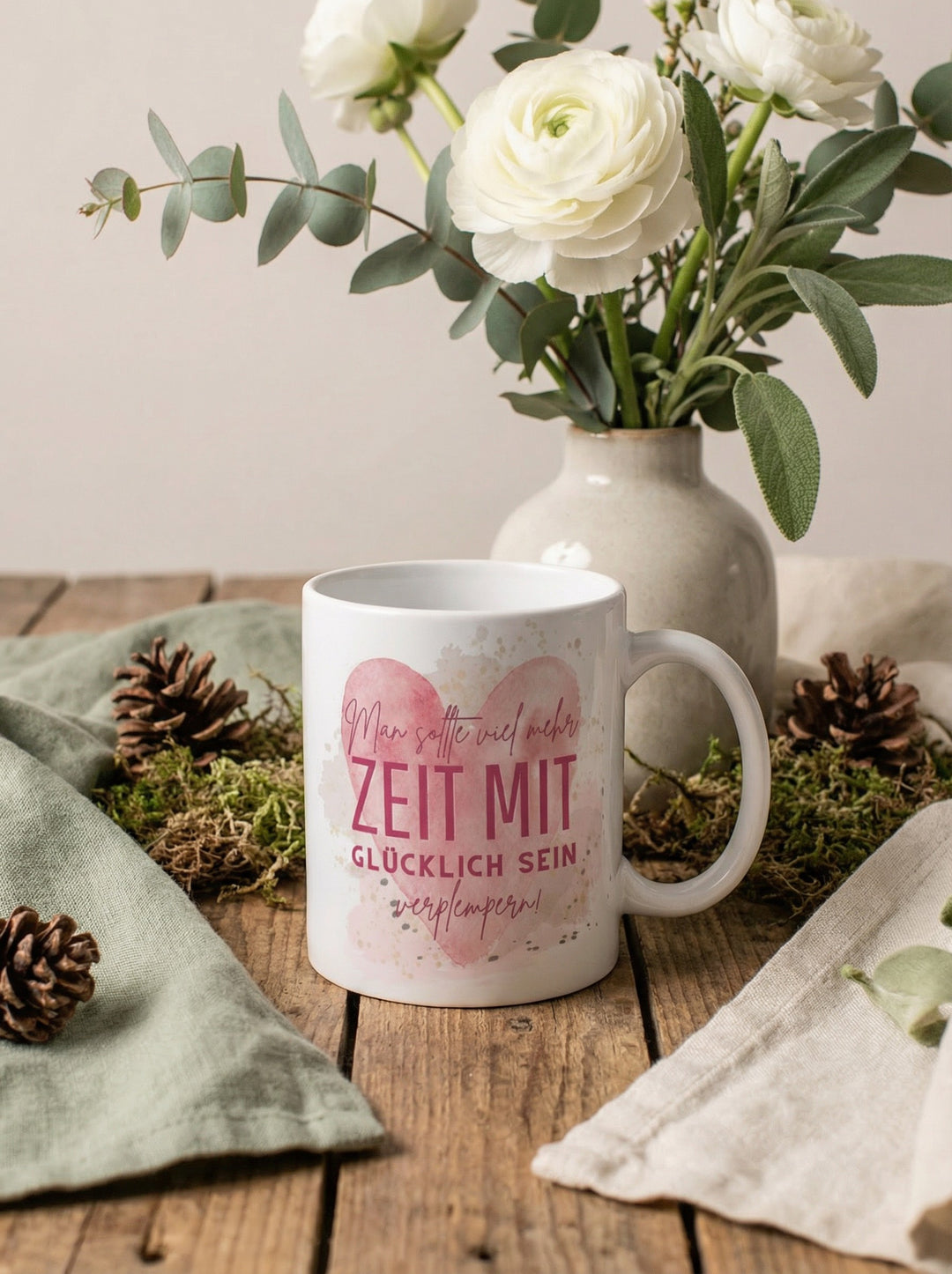 Zeit zum Glücklich sein Tasse - achtsame Geschenke für Frauen und Mädchen bei Alles auf Anfang in Bedburg, NRW