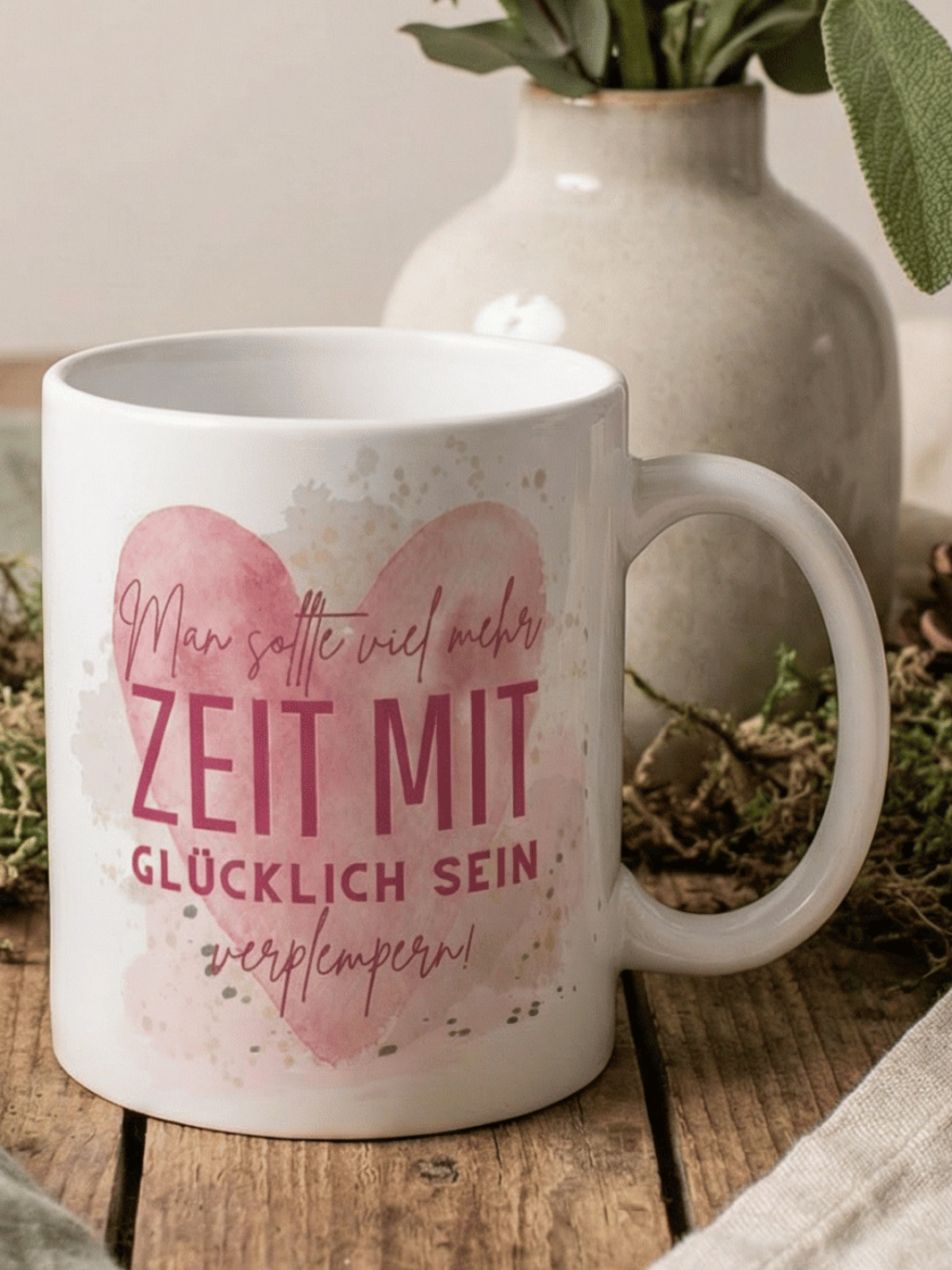 Zeit zum Glücklich sein Tasse - achtsame Geschenke für Frauen und Mädchen bei Alles auf Anfang in Bedburg, NRW