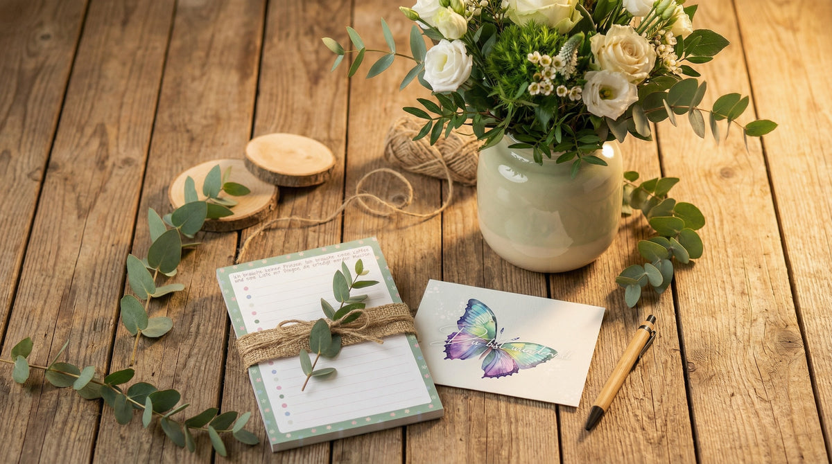 Papeterie bei Alles auf Anfang als achtsame Geschenke für Frauen. Handmade in Bedburg, NRW