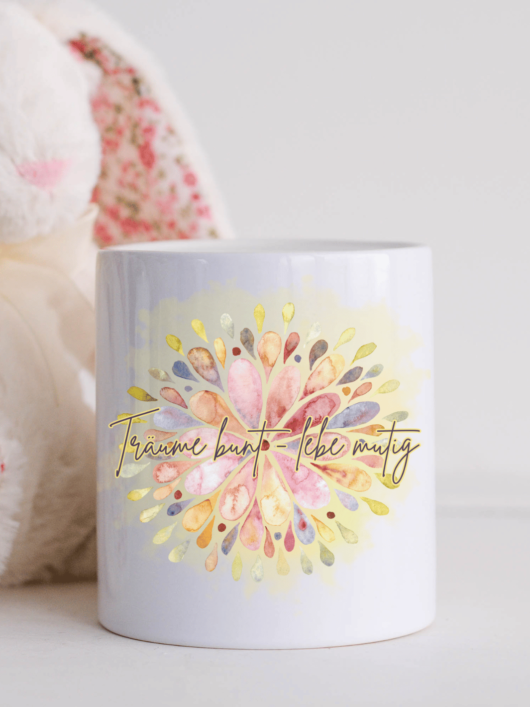 Träume bunt-lebe mutig - Keramikspardose - Alles auf Anfang - Geschenke für Frauen