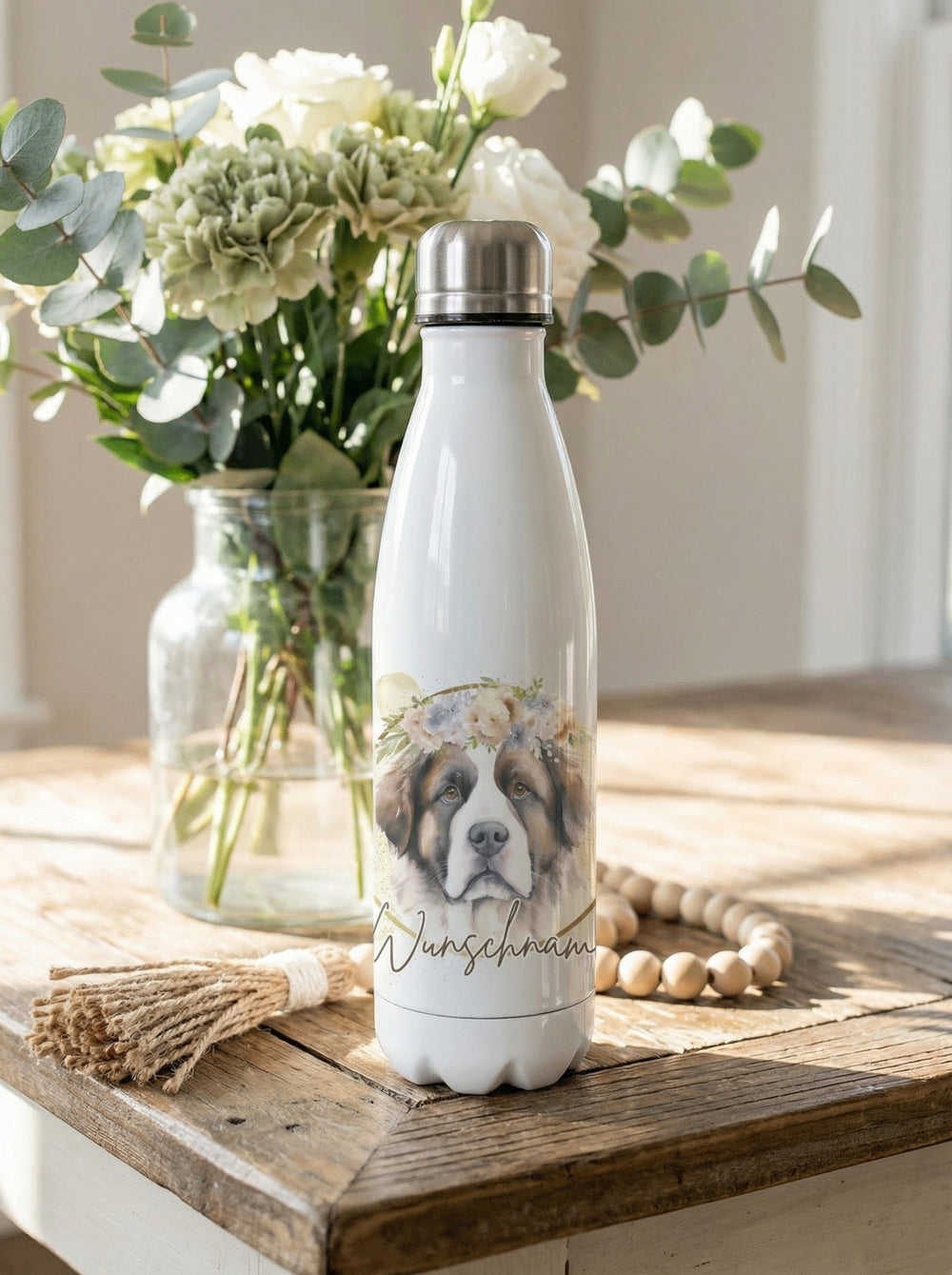 personalisierte Trinkflasche Bernhardiner - achtsame Geschenke für Frauen bei Alles auf Anfang in Bedburg, NRW