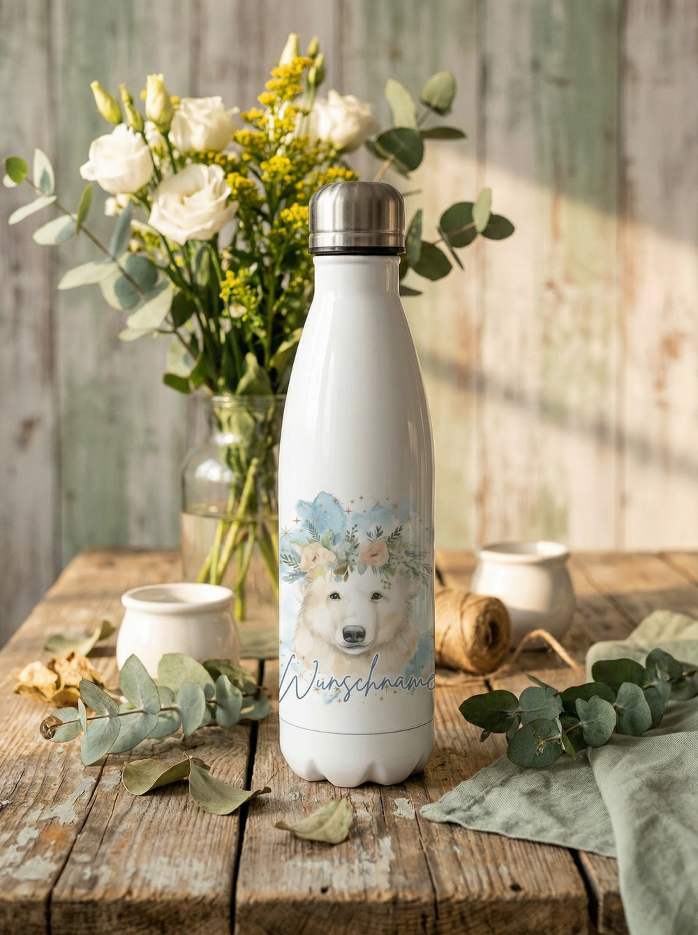 Trinkflasche Eisbär personalisierbar - achtsame Geschenke für Frauen und Mädchen bei Alles auf Anfang in Bedburg, NRW
