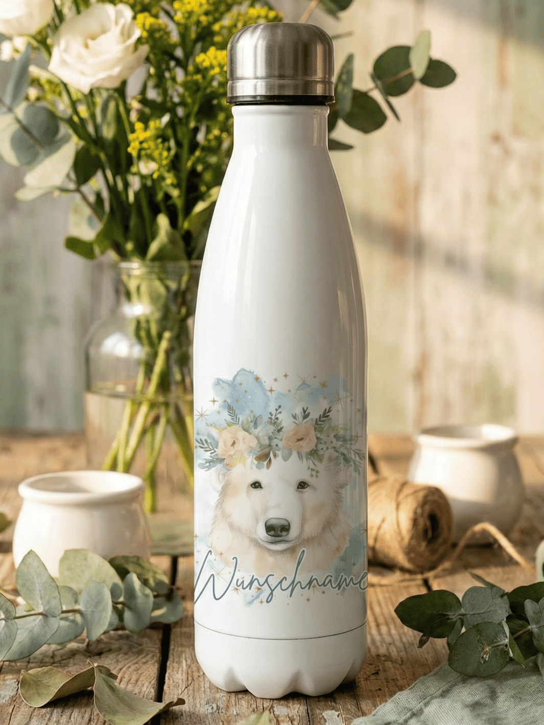Trinkflasche Eisbär personalisierbar - achtsame Geschenke für Frauen und Mädchen bei Alles auf Anfang in Bedburg, NRW